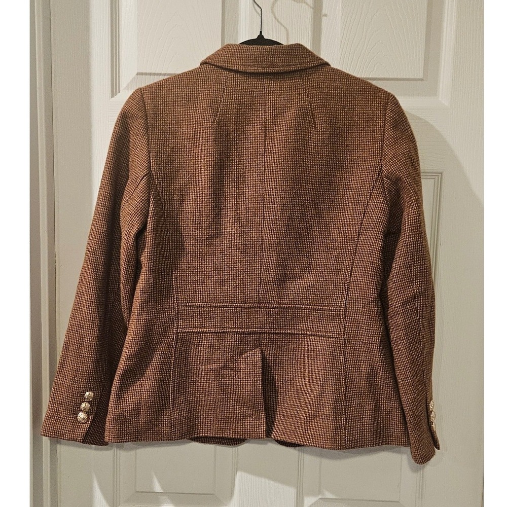 Talbots Petite Blazer 8P Bronze Houndstooth Gold Button Career Jacket 2022 - Picture 7 of 7
